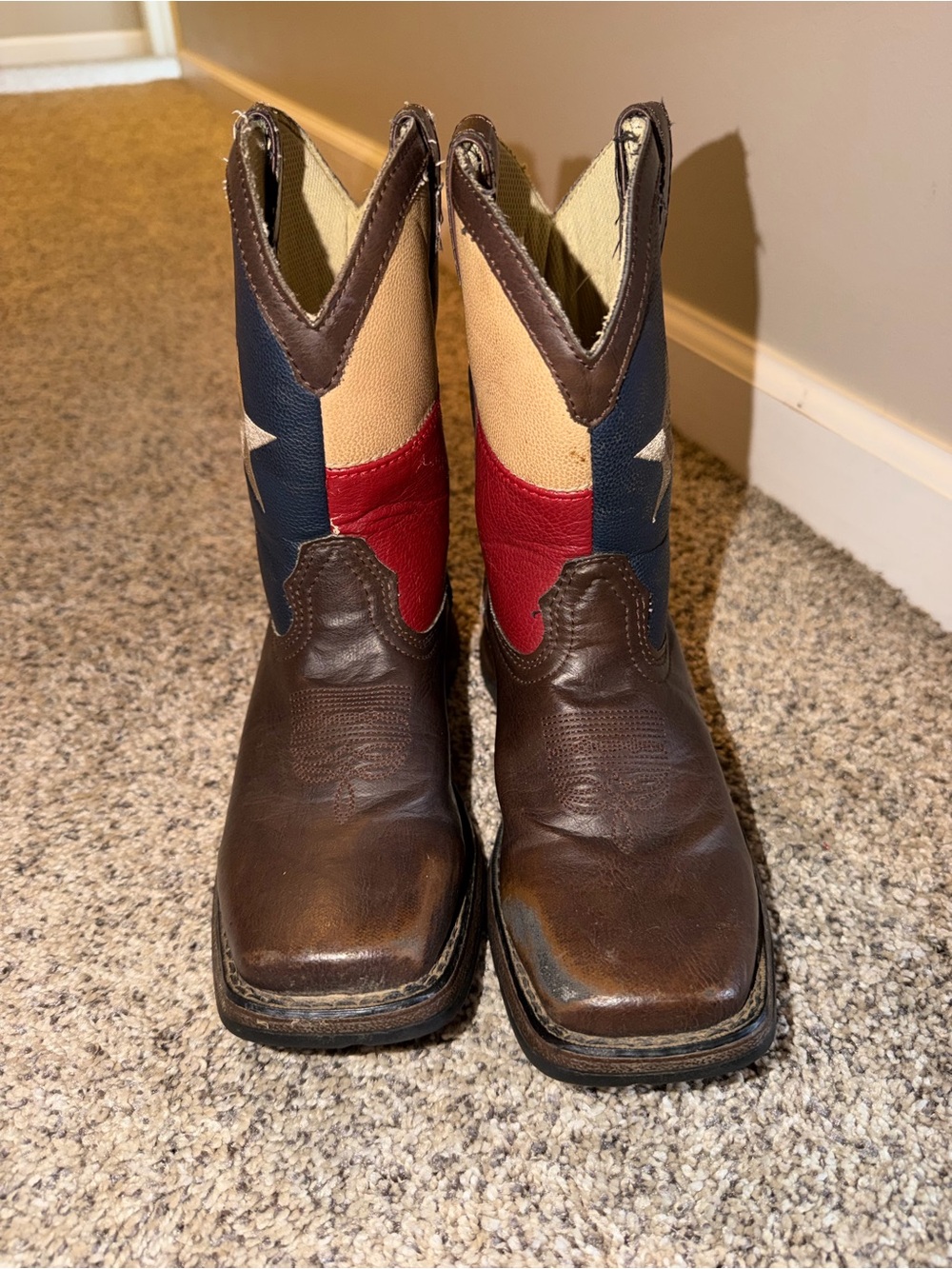 Durango Kids Brown Boots with Red, Blue & Cream Shaft